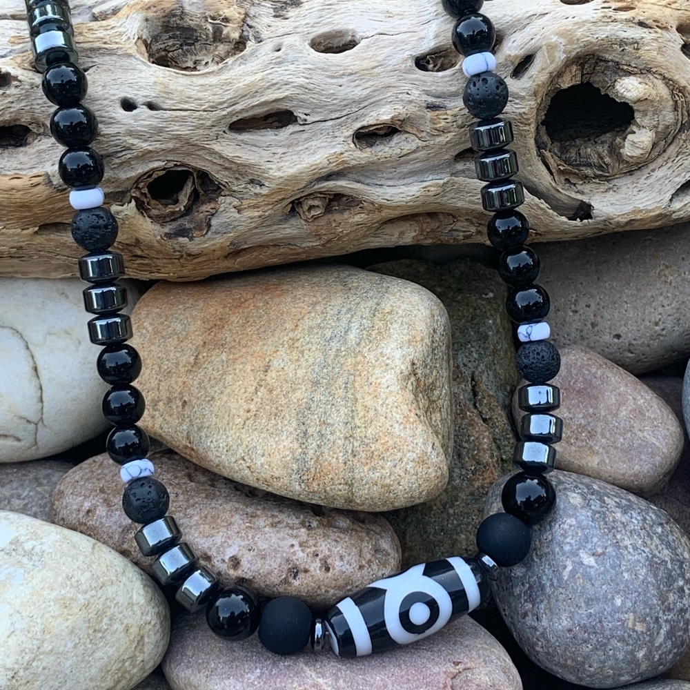 Titanium & Howelite Beaded Coastal Necklace